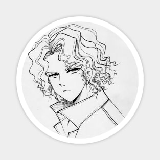 Drawing of a handsome curly hair boy 2009 Magnet
